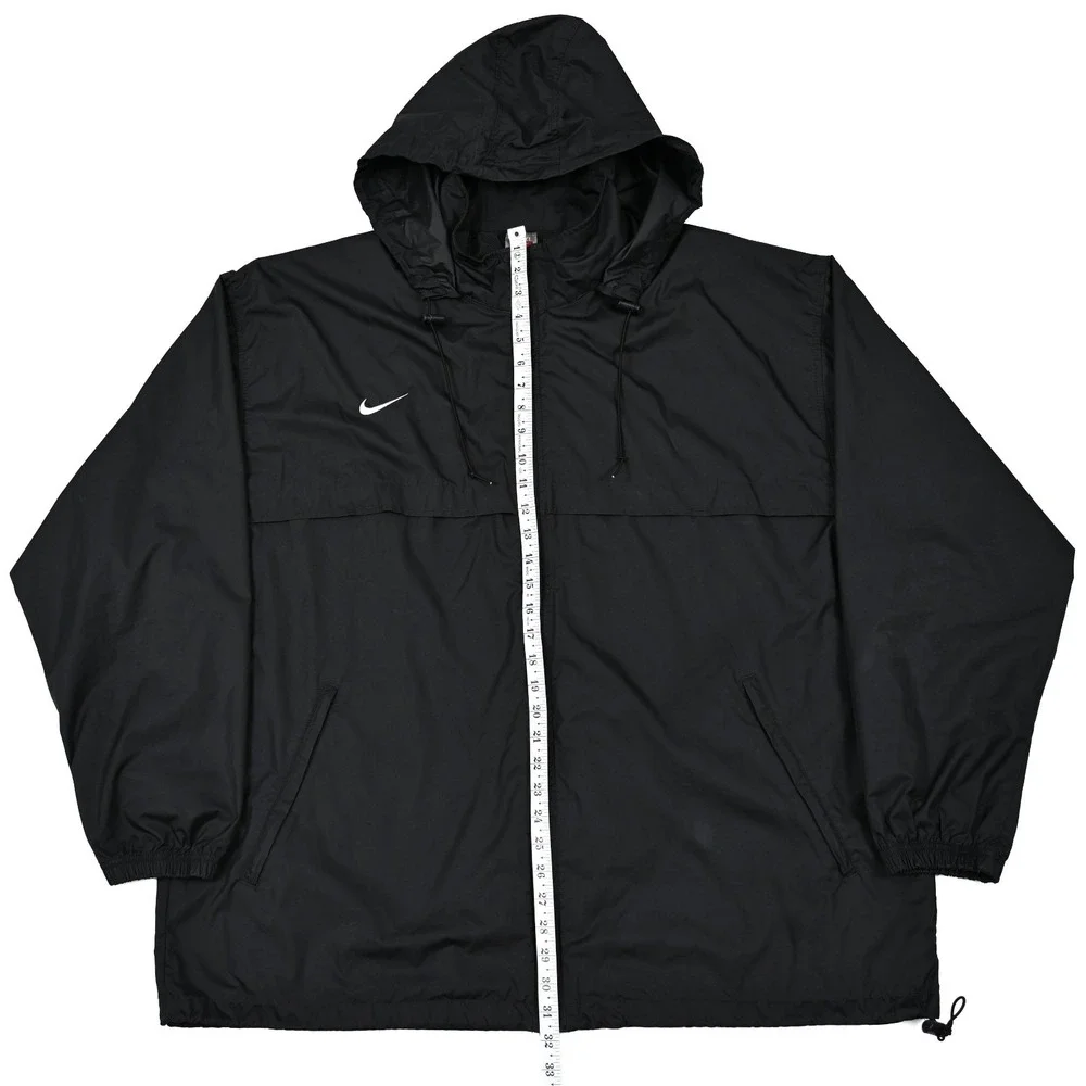 Nike Vintage Fit Storm Windbreaker Jacket Mens 2XL Black Hooded Full Zip Vented